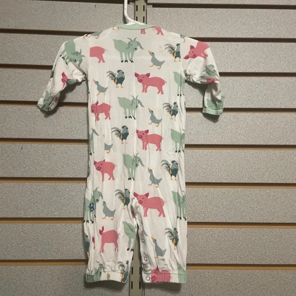 KicKee Pants Baby Girl Pajamas Footless Sleepers 0 3 Months Farm Animals‎ Print - Picture 3 of 5